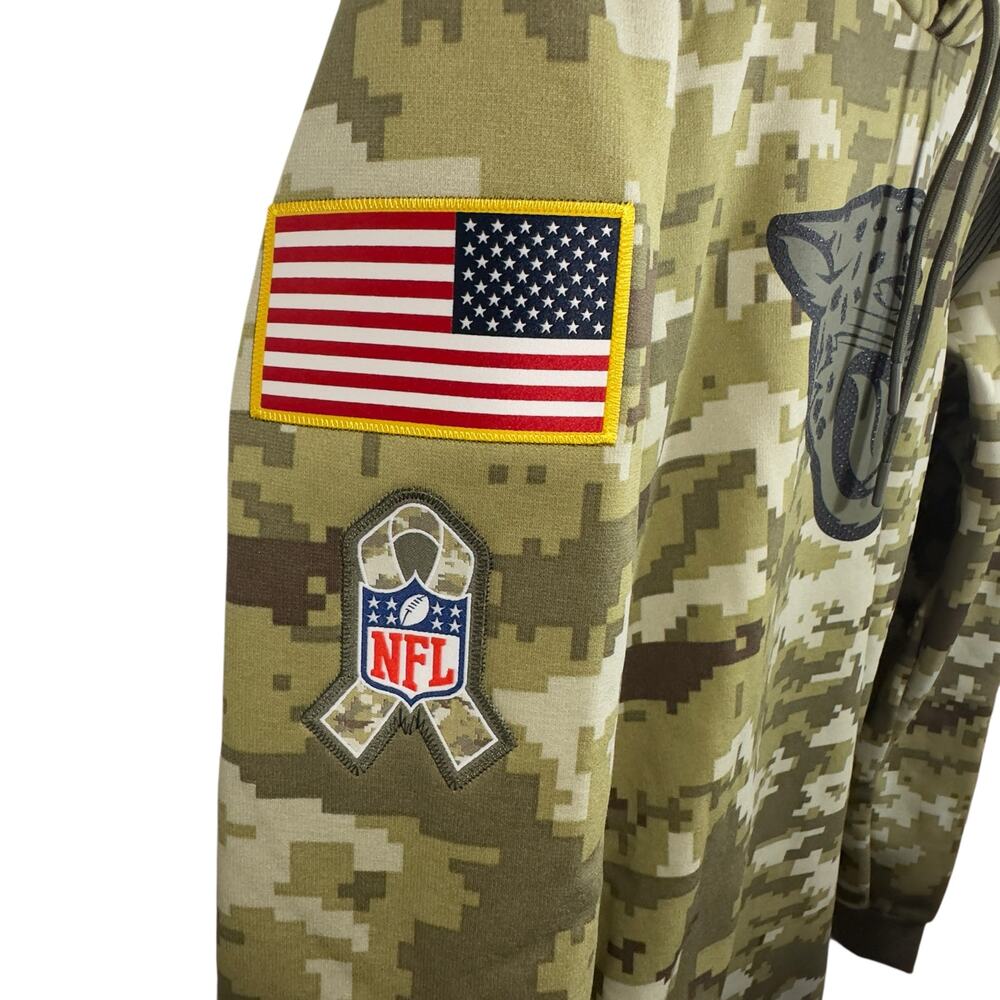 Nike Jacksonville Jaguars Salute to Service Camo Hoodie Sz L USA Patch On Field - Picture 6 of 9